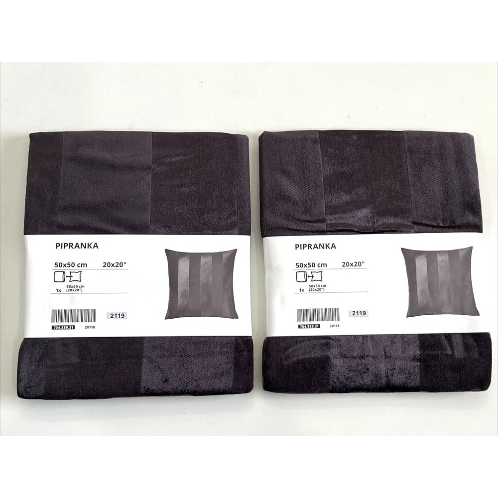 Set of 2 IKEA Pipranka Cushion Covers 20x20 Dark Gray Velvet 704.889.31